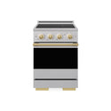 ZLINE Autograph Edition 24 in. 3.2 cu. ft. Marino Induction Range with 3 Element Cooktop and Electric Convection Oven in Stainless Steel with Polished Gold Accents (MINRZ-24-G)