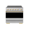 ZLINE Autograph Edition 36 in. 5.2 cu. ft. Marino Induction Range with 5 Element Cooktop and Electric Convection Oven in Stainless Steel with Polished Gold Accents (MINRZ-36-G)