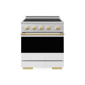 ZLINE Autograph Edition 30 in. 4.2 cu. ft. Marino Induction Range with 4 Element Cooktop and Electric Convection Oven in Stainless Steel with White Matte Door and Polished Gold Accents (MINRZ-WM-30-G)