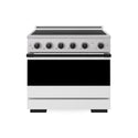 ZLINE Autograph Edition 36 in. 5.2 cu. ft. Marino Induction Range with 5 Element Cooktop and Electric Convection Oven in Stainless Steel with White Matte Door and Matte Black Accents (MINRZ-WM-36-MB)