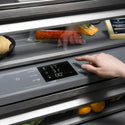 ZLINE Autograph Edition 30 in. 16.1 cu. ft. Built-In Bottom Freezer Refrigerator with Water Dispenser and Ice Maker in White Matte with Graphite Gray Interior and Polished Gold Accents (GRBIVZ-WM-30-G)