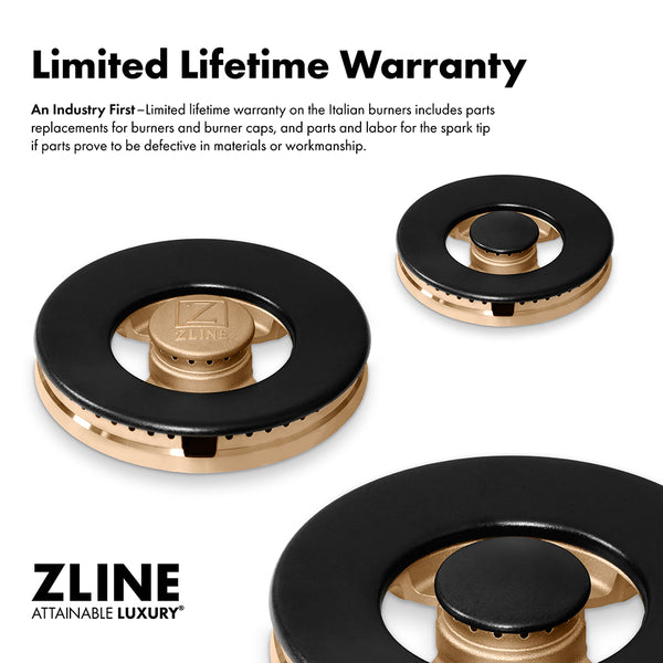 ZLINE Autograph Edition 30 in. Classic Gas Rangetop with 4 Burner DuoPro™ Cooktop in Black Stainless Steel and Champagne Bronze Accents (PCRTBZ-30-CB)