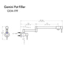 ZLINE Gemini Pot Filler in Polished Gold (GEM-FPF-PG)