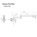 ZLINE Gemini Pot Filler in Polished Gold (GEM-FPF-PG)