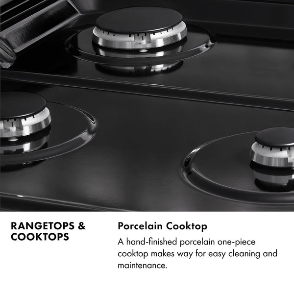 ZLINE 30 in. Classic Gas Rangetop with 4 Burners and Porcelain Cooktop in Black Stainless Steel (RTB2-30)