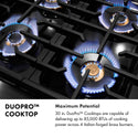 ZLINE Autograph Edition 30 in. Paramount Gas Rangetop with 4 Burner DuoPro™ Cooktop in Black Stainless Steel and Polished Gold Accents (PSRTBZ-30-G)
