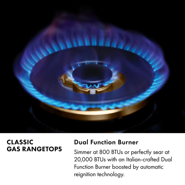 ZLINE 36 in. Classic Gas Rangetop with 6 Brass Burners and Porcelain Cooktop in Stainless Steel (RT-BR-36)