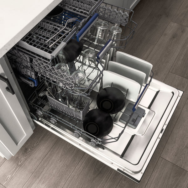 ZLINE Autograph Edition 24 in. Tallac Series 3rd Rack Dishwasher with Auto Door Open Drying, 51dBa, Stainless Steel Panel with Polished Gold Handle (DWVZ-304-24-G)