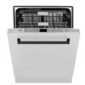 ZLINE Autograph Edition 48 in. Kitchen Package with Stainless Steel Dual Fuel Range, Range Hood, Dishwasher and Refrigeration Including External Water Dispenser with Matte Black Accents (4AKPR-RARHDWM48-MB) 