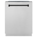 ZLINE Autograph Edition 36 in. Kitchen Package with Stainless Steel Dual Fuel Range, Range Hood, Dishwasher and Refrigeration Including External Water Dispenser with Matte Black Accents (4AKPR-RARHDWM36-MB) 