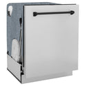 ZLINE Autograph Edition 36 in. Kitchen Package with Stainless Steel Dual Fuel Range, Range Hood, Dishwasher and Refrigerator with Matte Black Accents (4KAPR-RARHDWM36-MB) 