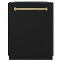 ZLINE Autograph Edition 24" Monument Series 3rd Rack Top Touch Control Tall Tub Dishwasher in Black Matte with Polished Gold Handle, 45dBa (DWMTZ-BLM-24-G)