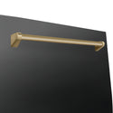 ZLINE Autograph Edition 24" Monument Series 3rd Rack Top Touch Control Tall Tub Dishwasher in Black Stainless Steel with Champagne Bronze Handle, 45dBa (DWMTZ-BS-24-CB)