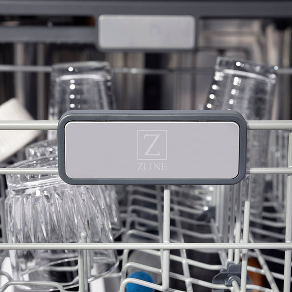 ZLINE Autograph Edition 24 in. Monument Series 3rd Rack Top Touch Control Tall Tub Dishwasher in Black Stainless Steel with Champagne Bronze Helix Handle, 45dBa (DWMTZ-BS-24-KCB)