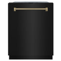 ZLINE Autograph Edition 24 in. Monument Series 3rd Rack Top Touch Control Tall Tub Dishwasher in Black Stainless Steel with Champagne Bronze Helix Handle, 45dBa (DWMTZ-BS-24-KCB)