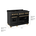 ZLINE Autograph Edition 48 in. 6.0 cu. ft. Legacy Dual Fuel Range with 7 Burner Gas Cooktop and 2 Electric Ovens in Black Stainless Steel and Champagne Bronze Accents (RABZ-48-CB)