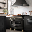 ZLINE Autograph Edition 48 in. 6.0 cu. ft. Legacy Dual Fuel Range with 7 Burner Gas Cooktop and 2 Electric Ovens in Black Stainless Steel and Polished Gold Accents (RABZ-48-G)