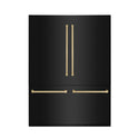 ZLINE Autograph Edition 60 in. 32.2 cu. ft. French Door Built-In Bottom Freezer Refrigerator with Water Dispenser and Ice Maker in Black Stainless Steel with Champagne Bronze Accents (RBIVZ-BS-60-CB)