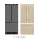 ZLINE Autograph Edition 36 in. 19.6 cu. ft. Panel Ready French Door Built-In Bottom Freezer Refrigerator with Water Dispenser and Ice Maker with Graphite Gray Interior and Champagne Bronze Accents (GRBIVZ-36-CB)