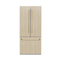 ZLINE Autograph Edition 36 in. 19.6 cu. ft. Panel Ready French Door Built-In Bottom Freezer Refrigerator with Water Dispenser and Ice Maker with Graphite Gray Interior and Polished Gold Accents (GRBIVZ-36-G)