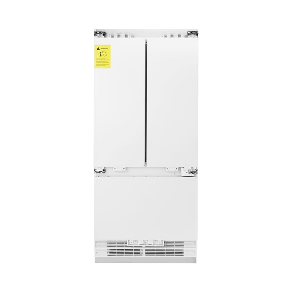 ZLINE Autograph Edition 36 in. 19.6 cu. ft. Panel Ready French Door Built-In Bottom Freezer Refrigerator with Water Dispenser and Ice Maker with Champagne Bronze Accents (RBIVZ-36-CB)