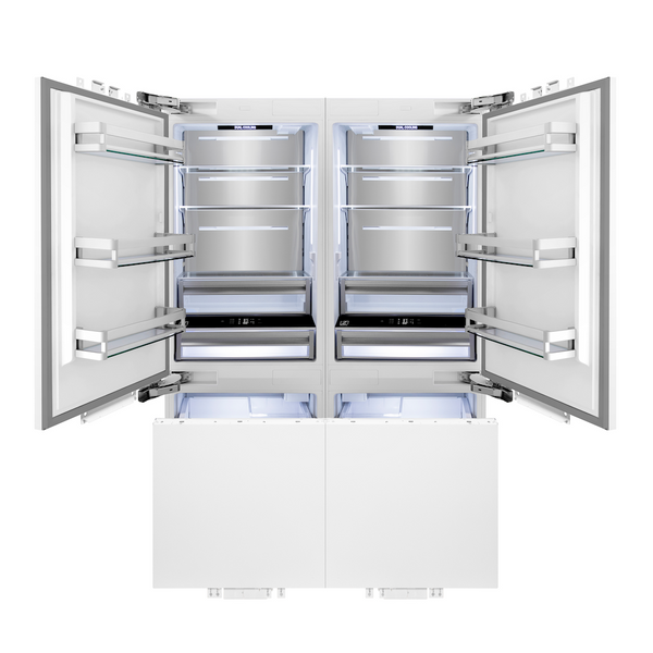 ZLINE Autograph Edition 60 in. 32.2 cu. ft. Panel Ready French Door Built-In Bottom Freezer Refrigerator with Water Dispenser and Ice Maker with Champagne Bronze Accents (RBIVZ-60-CB)