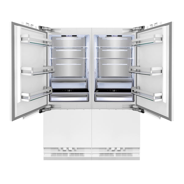 ZLINE Autograph Edition 60 in. 32.2 cu. ft. Panel Ready French Door Built-In Bottom Freezer Refrigerator with Water Dispenser and Ice Maker with Champagne Bronze Accents (RBIVZ-60-CB)