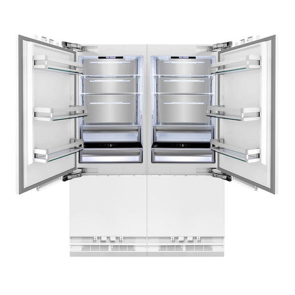 ZLINE Autograph Edition 60 in. 32.2 cu. ft. Panel Ready French Door Built-In Bottom Freezer Refrigerator with Water Dispenser and Ice Maker with Polished Gold Accents (RBIVZ-60-G)