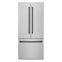 ZLINE Autograph Edition 36 in. 19.6 cu. ft. French Door Built-In Bottom Freezer Refrigerator with Water Dispenser and Ice Maker in Satin Stainless Steel with Matte Black Accents (RBIVZ-SN-36-MB)
