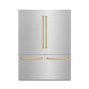 ZLINE Autograph Edition 60 in. 32.2 cu. ft. French Door Built-In Bottom Freezer Refrigerator with Water Dispenser and Ice Maker in Satin Stainless Steel with Champagne Bronze Accents (RBIVZ-SN-60-CB)