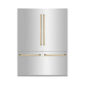 ZLINE Autograph Edition 60 in. 32.2 cu. ft. French Door Built-In Bottom Freezer Refrigerator with Water Dispenser and Ice Maker in Stainless Steel with Polished Gold Accents (RBIVZ-304-60-G)