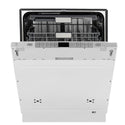 ZLINE 24 in. Panel Ready Monument Series 3rd Rack Top Touch Control Dishwasher with Stainless Steel Tub, 45dBa (DWMT-24) front, half open.