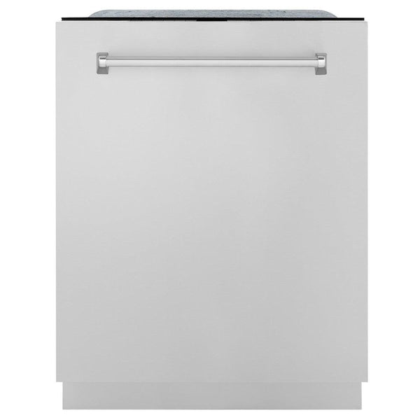 ZLINE 24 in. Monument Series 3rd Rack Top Touch Control Dishwasher with Stainless Steel Panel, 45dBa (DWMT-304-24) front, closed.
