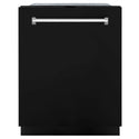 ZLINE 24 in. Monument Series 3rd Rack Top Touch Control Dishwasher with Black Matte Panel, 45dBa (DWMT-BLM-24) front, closed.