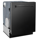 ZLINE 24 in. Monument Series 3rd Rack Top Touch Control Dishwasher with Black Stainless Steel Panel, 45dBa (DWMT-BS-24) side, closed.
