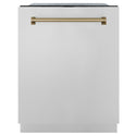 ZLINE Autograph Edition 24 in. Tall Tub Dishwasher with Stainless Steel panel and Champagne Bronze Handle front.