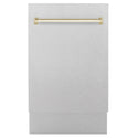 ZLINE Autograph Edition 18” Tallac Series 3rd Rack Top Control Built-In Dishwasher in Fingerprint Resistant Stainless Steel with Polished Gold Handle, 51dBa (DWVZ-SN-18-G)