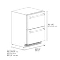 ZLINE Autograph Edition 24 in. Touchstone 168 Can Outdoor-Rated Dual Refrigerator Drawer with Satin Stainless Steel Doors and Matte Black Handles (RDSOZ-SN-24-MB)