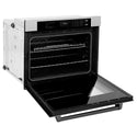 ZLINE 30 in. Autograph Edition Professional True Convection Single Wall Oven with Air Fry and Self Clean in Satin Stainless Steel with Matte Black Handle (WASSZ-30-MB)