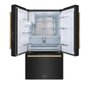 ZLINE Autograph Edition 36 in. 28.9 cu. ft. Standard-Depth French Door External Water Dispenser Refrigerator with Dual Ice Maker in Fingerprint-Resistant Black Stainless Steel and Polished Gold Traditional Handles (RSMZ-W-36-BS-G)