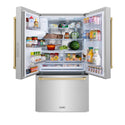 ZLINE Autograph Edition 36 in. 28.9 cu. ft. Standard-Depth French Door External Water Dispenser Refrigerator with Dual Ice Maker in Fingerprint-Resistant Stainless Steel and Champagne Bronze Traditional Handles (RSMZ-W-36-CB)
