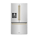 ZLINE Autograph Edition 36" Standard-Depth French Door Stainless Steel Refrigerator with Champagne Bronze Accents (RSMZ-W-36-CB)
