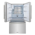 ZLINE Autograph Edition 36 in. 28.9 cu. ft. Standard-Depth French Door External Water Dispenser Refrigerator with Dual Ice Maker in Fingerprint-Resistant Stainless Steel and Polished Nickel Helix Handles (RSMZ-W-36-KPN)