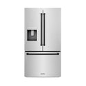 ZLINE Autograph Edition 36 in. 28.9 cu. ft. Standard-Depth French Door External Water Dispenser Refrigerator with Dual Ice Maker in Fingerprint-Resistant Stainless Steel and Matte Black Traditional Handles (RSMZ-W-36-MB)