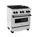 ZLINE Autograph Edition 30 in. 4.0 cu. ft. Legacy Dual Fuel Range with 4 Burner Gas Cooktop and Electric Convection Oven in Satin Stainless Steel and Matte Black Accents (RASZ-SN-30-MB)
