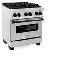 ZLINE Autograph Edition 30 in. 4.0 cu. ft. Legacy Dual Fuel Range with 4 Burner Gas Cooktop and Electric Convection Oven in Satin Stainless Steel and Matte Black Accents (RASZ-SN-30-MB)