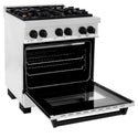 ZLINE Autograph Edition 30 in. 4.0 cu. ft. Legacy Dual Fuel Range with 4 Burner Gas Cooktop and Electric Convection Oven in Satin Stainless Steel and Matte Black Accents (RASZ-SN-30-MB)