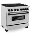 ZLINE Autograph Edition 48 in. 6.0 cu. ft. Legacy Dual Fuel Range with 7 Burner Gas Cooktop and 2 Electric Ovens in Satin Stainless Steel and Champagne Bronze Accents (RASZ-SN-48-CB)