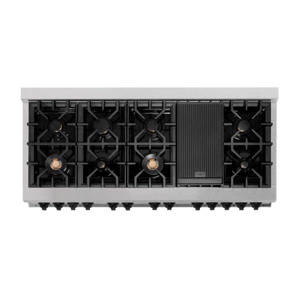 ZLINE Autograph Edition 60 in. 7.4 cu. ft. Legacy Dual Fuel Range with 9 Burner Gas Cooktop and 2 Electric Convection Ovens in Satin Stainless Steel and Matte Black Accents (RASZ-SN-60-MB)
