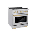 ZLINE Autograph Edition 30 in. 4.2 cu. ft. Paramount Dual Fuel Range with 4 Burner Gas Cooktop and Electric Convection Oven in Satin Stainless Steel with Champagne Bronze Accents (SDRSZ-30-CB)